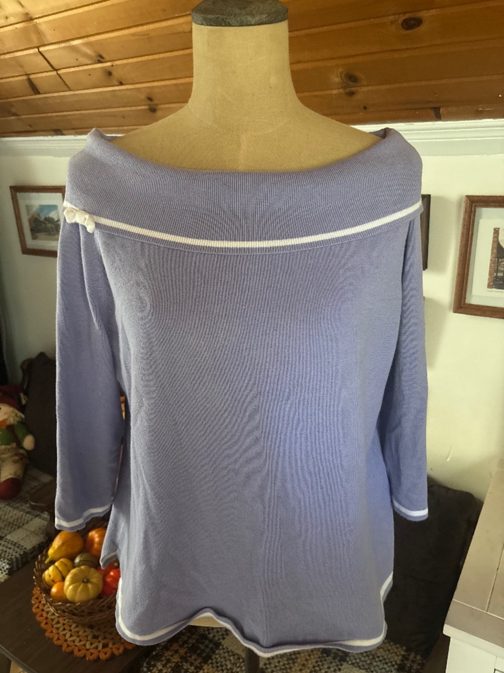 Christopher & Banks purple bow off the shoulder with sweater